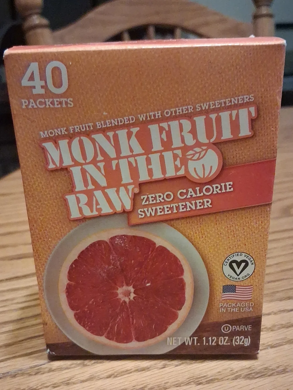 Monk Fruit In The Raw Zero Calorie Sweetener - Orange & Red Packaging